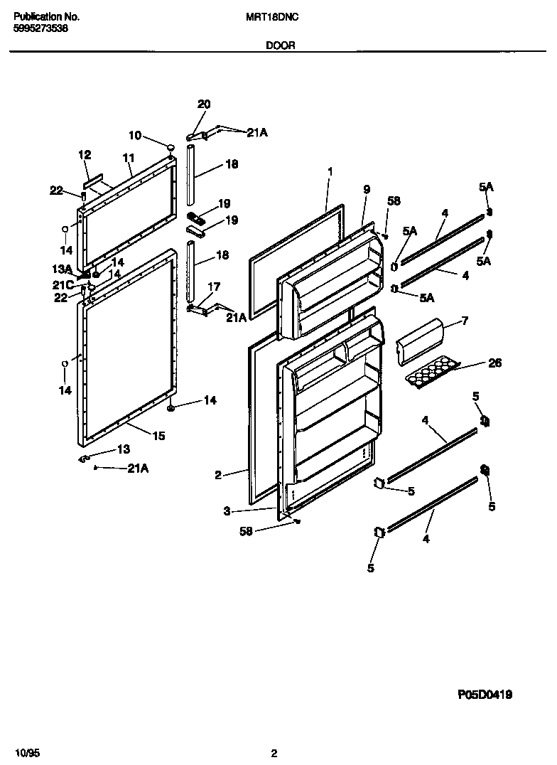 Universal/Multiflex (Frigidaire) MRT18DNCW2 door diagram
