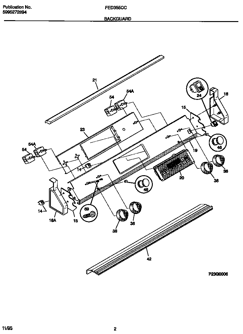Frigidaire FED355CCTB backguard diagram
