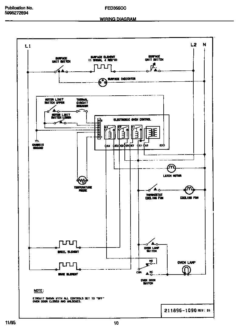 Frigidaire FED355CCTB wiring diagram diagram