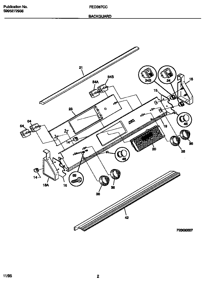Frigidaire FED387CCS1 backguard diagram