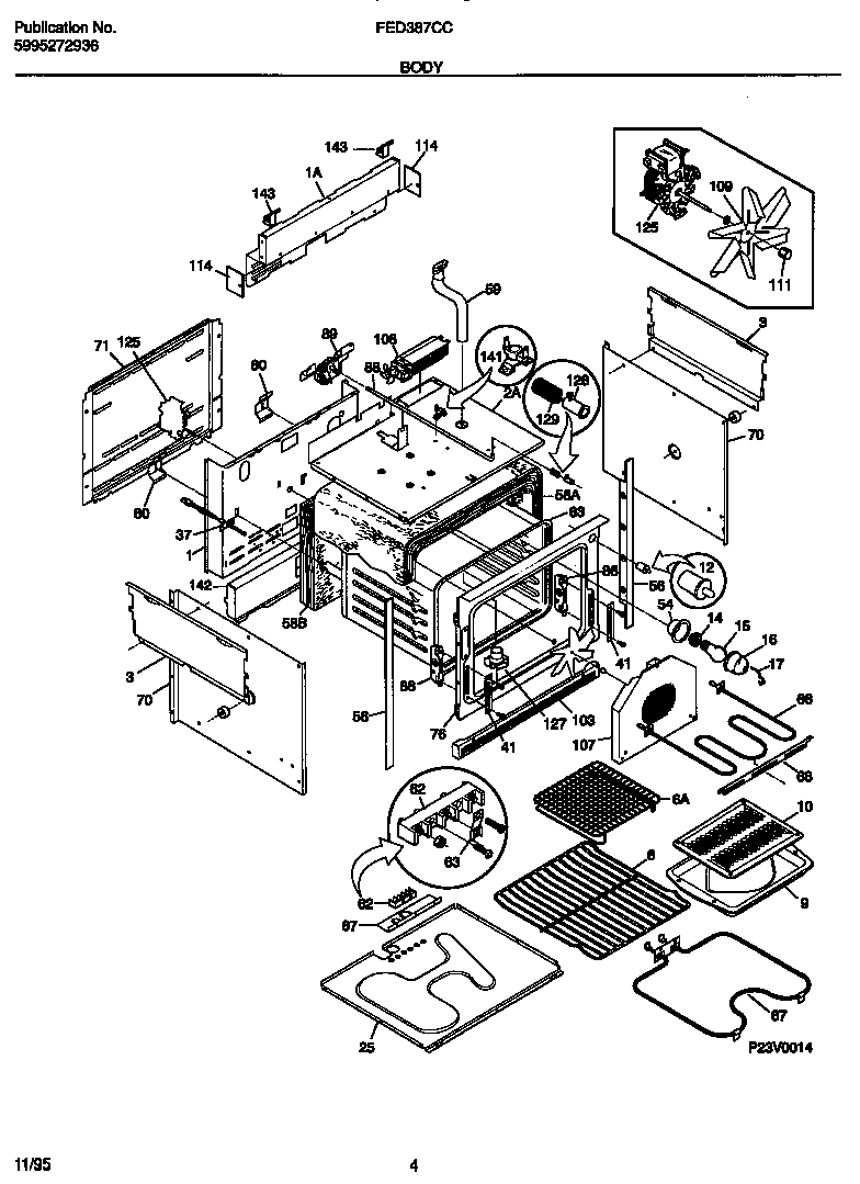 Frigidaire FED387CCS1 body diagram