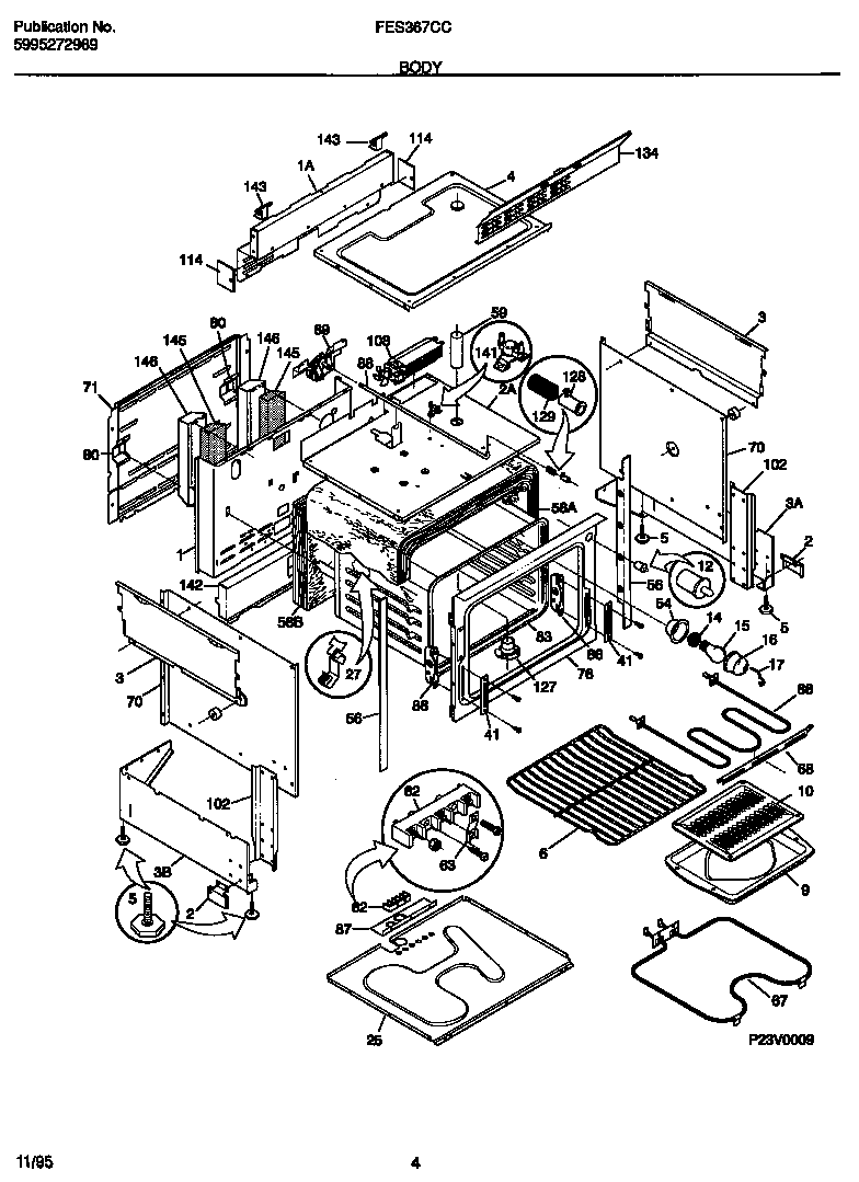 Frigidaire FES367CCS1 body diagram