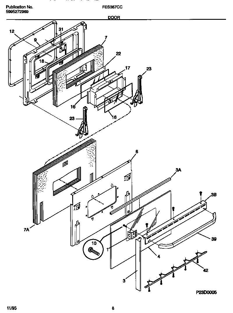 Frigidaire FES367CCS1 door diagram
