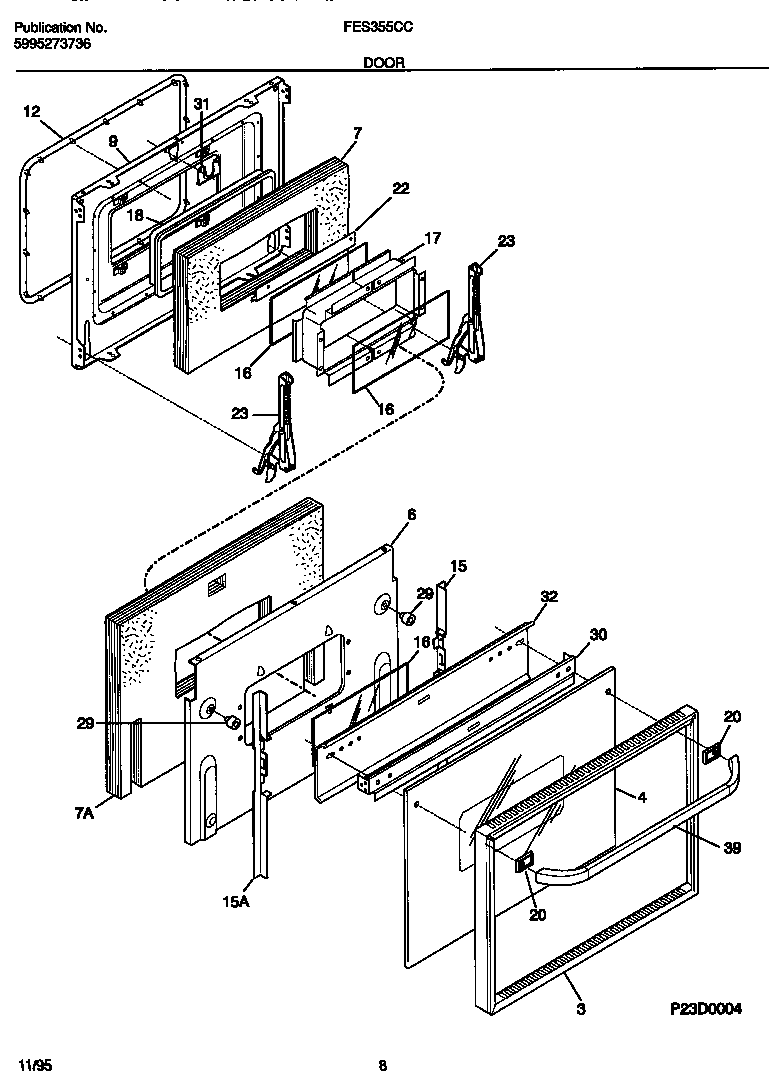 Frigidaire FES355CCBA door diagram