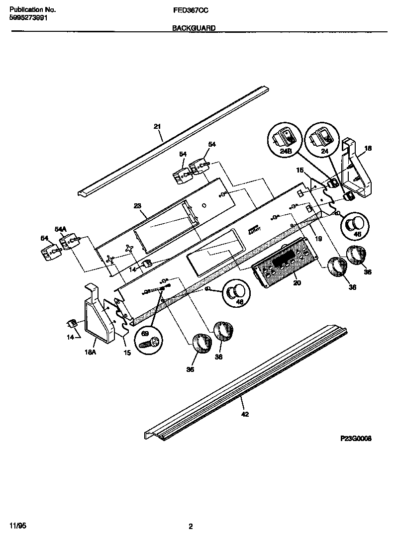 Frigidaire FED367CCBC backguard diagram