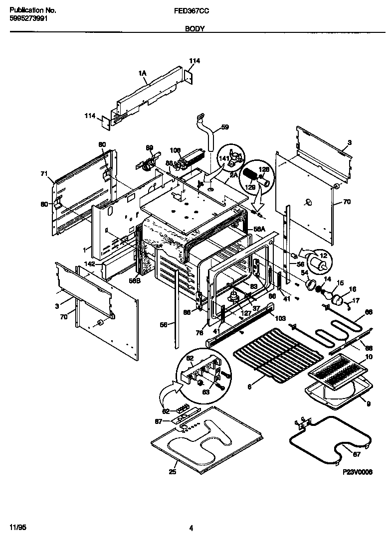 Frigidaire FED367CCBC body diagram