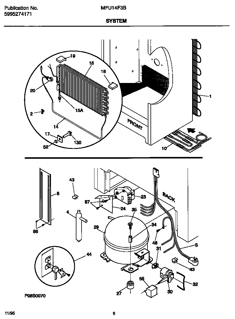 Universal/Multiflex (Frigidaire) MFU14F3BW3 system diagram