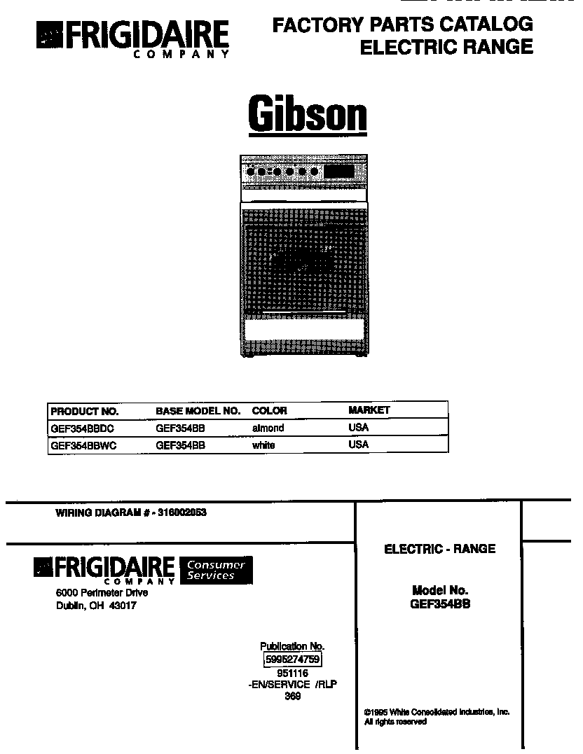 Gibson GEF354BBDC cover diagram