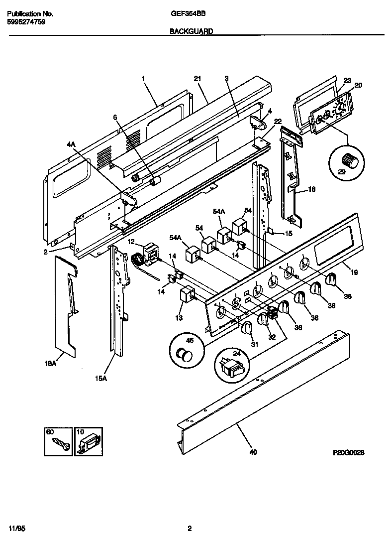 Gibson GEF354BBDC backguard diagram
