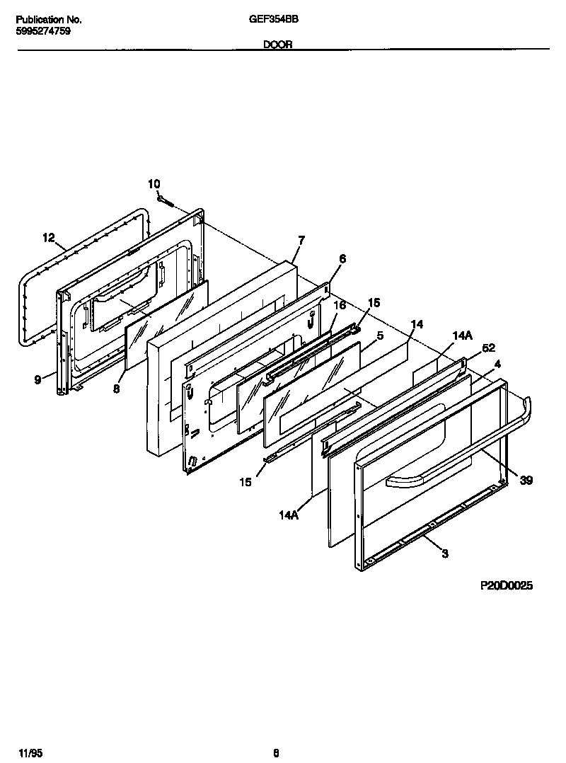 Gibson GEF354BBDC door diagram