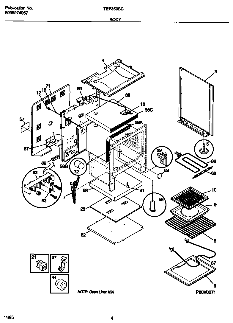 Tappan TEF350SCWB body diagram