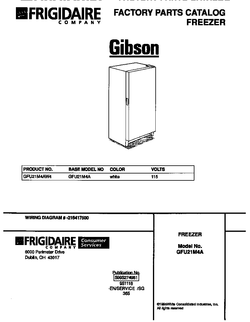 Gibson GFU21M4AW4 cover diagram