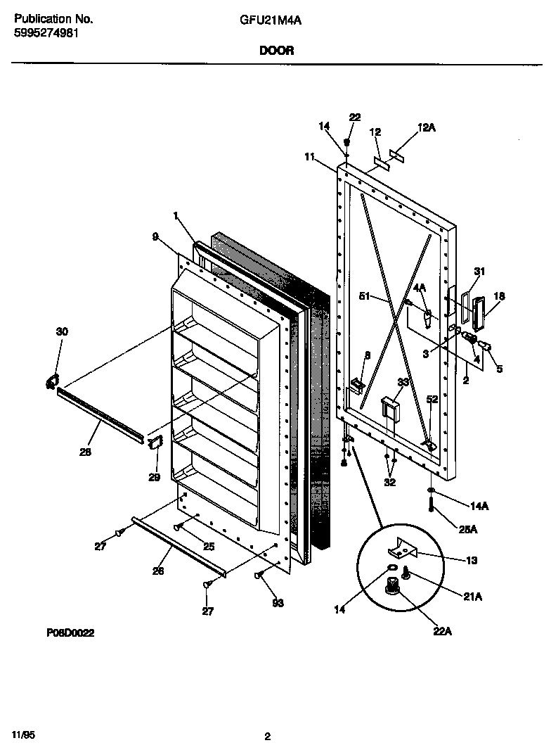 Gibson GFU21M4AW4 door diagram