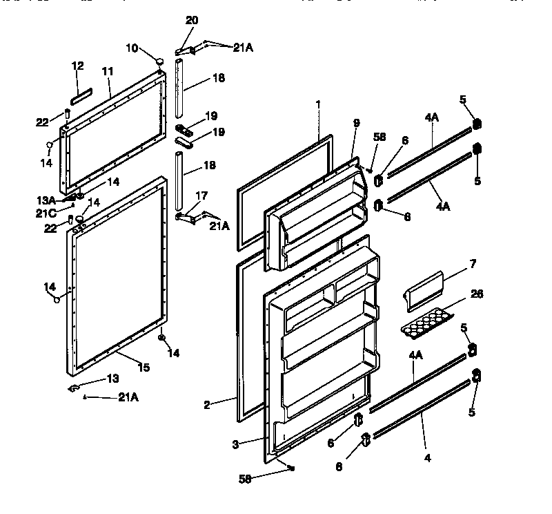 Universal/Multiflex (Frigidaire) MRT21NNCY0 door diagram