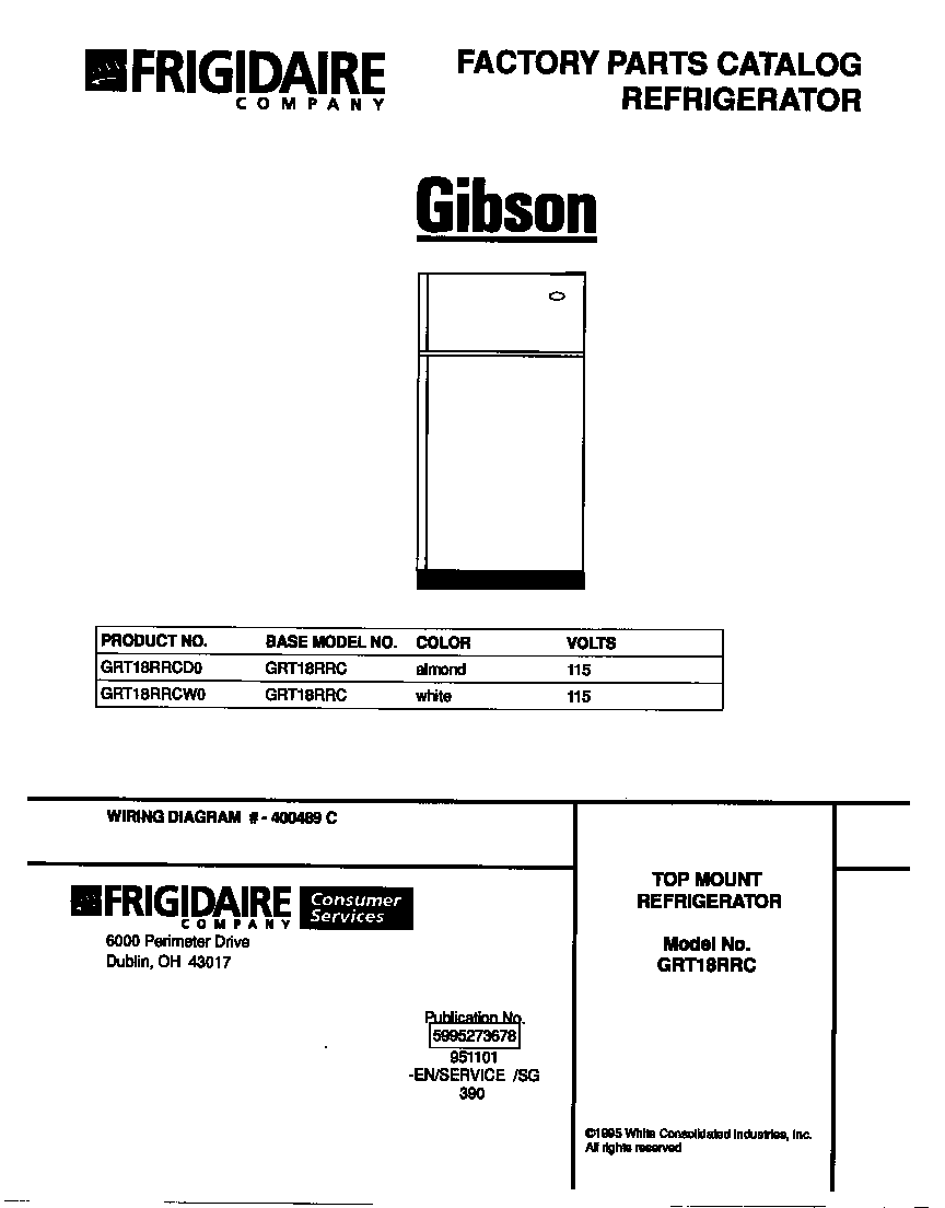 Gibson GRT18RRCW0 cover diagram