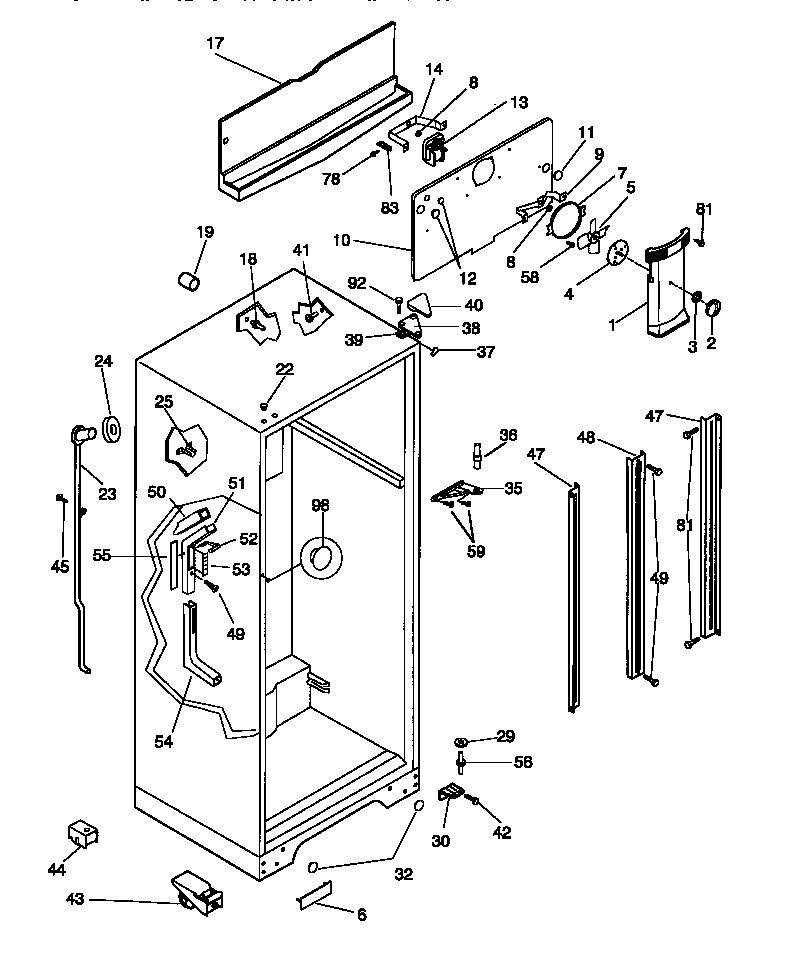 Gibson GRT18RRCW0 cabinet diagram