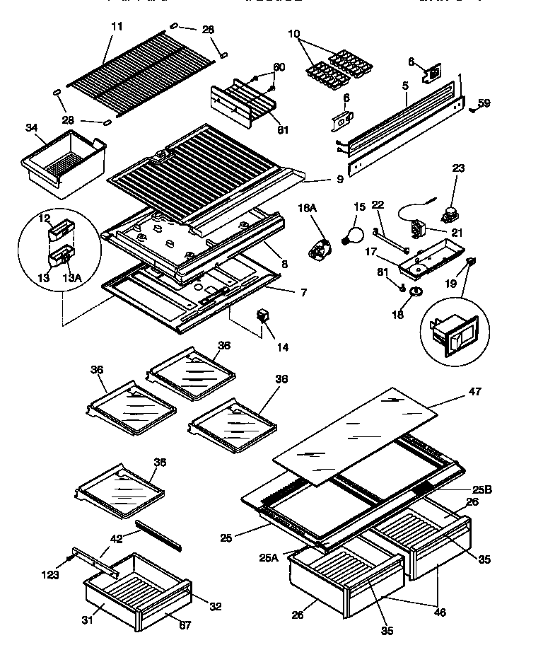 Gibson GRT18RRCW0 shelves/controls diagram