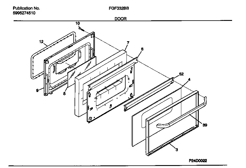Frigidaire FGF332BBDB door diagram