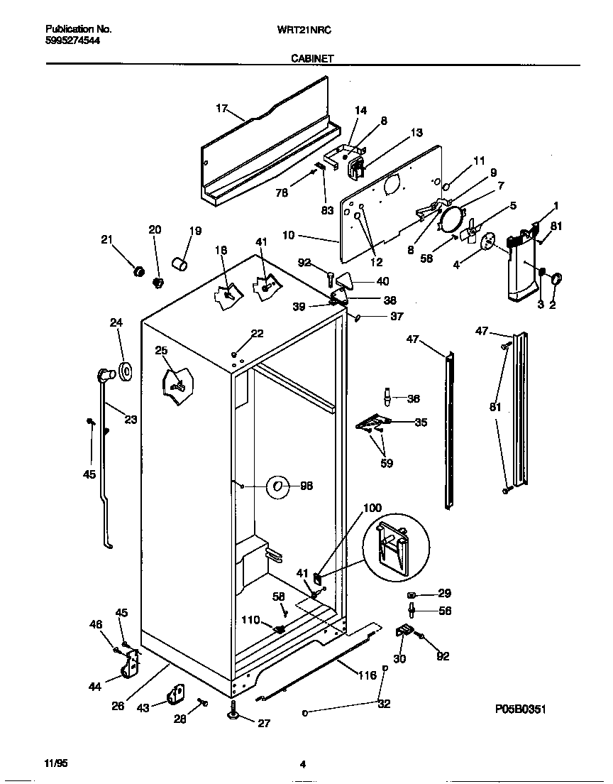 White-Westinghouse WRT21NRCD1 cabinet diagram