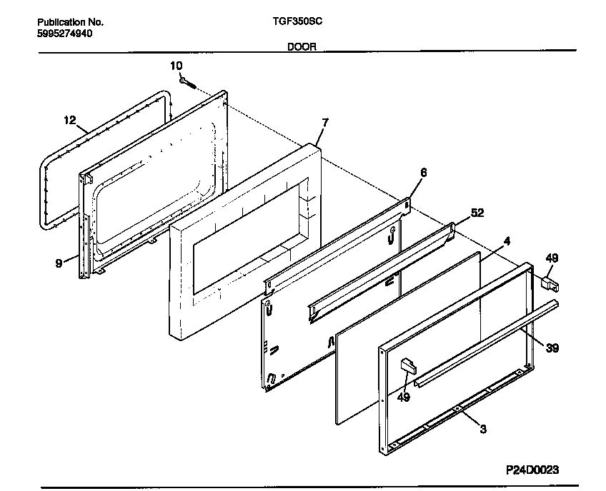 Tappan TGF350SCWB door diagram