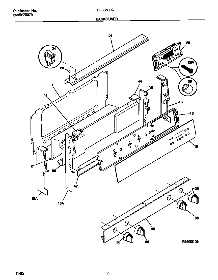 Tappan TGF356BCDB backguard diagram