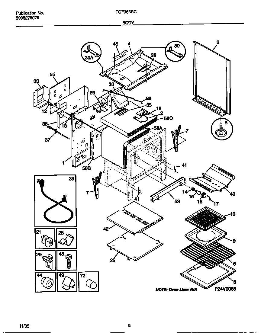 Tappan TGF356BCDB body diagram