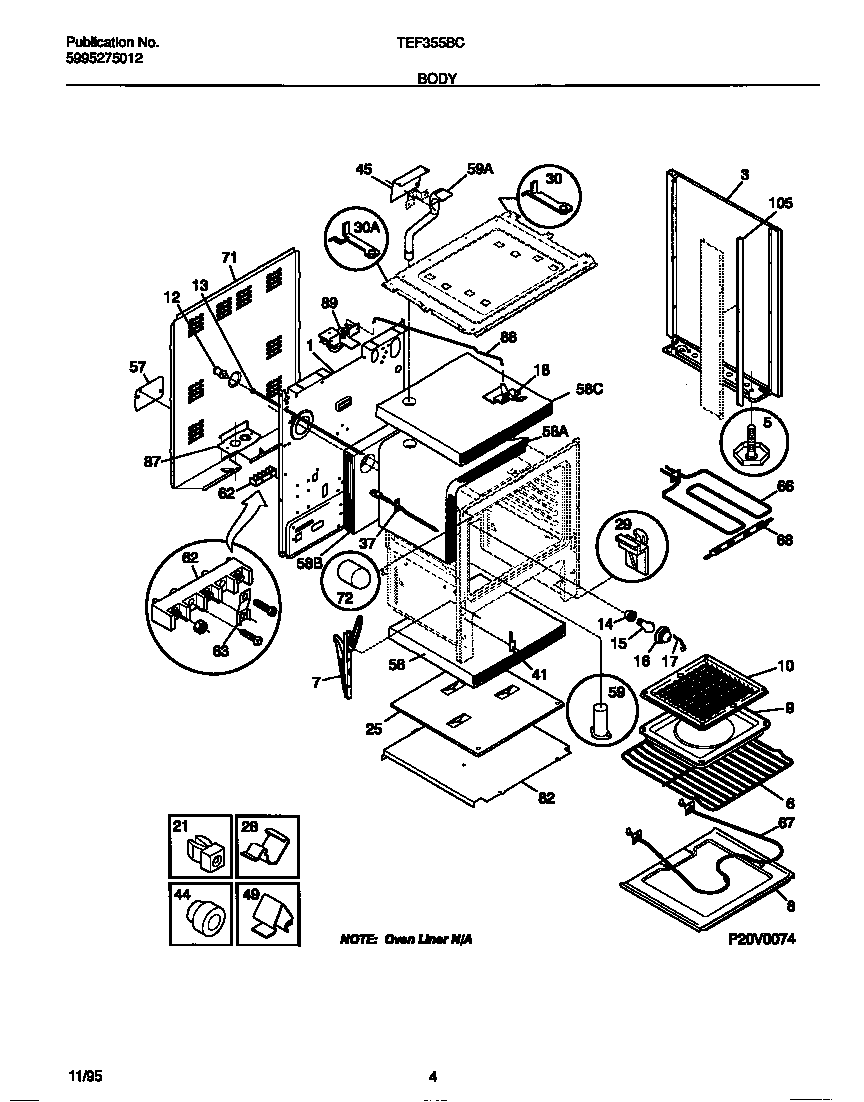 Tappan TEF355BCDB body diagram