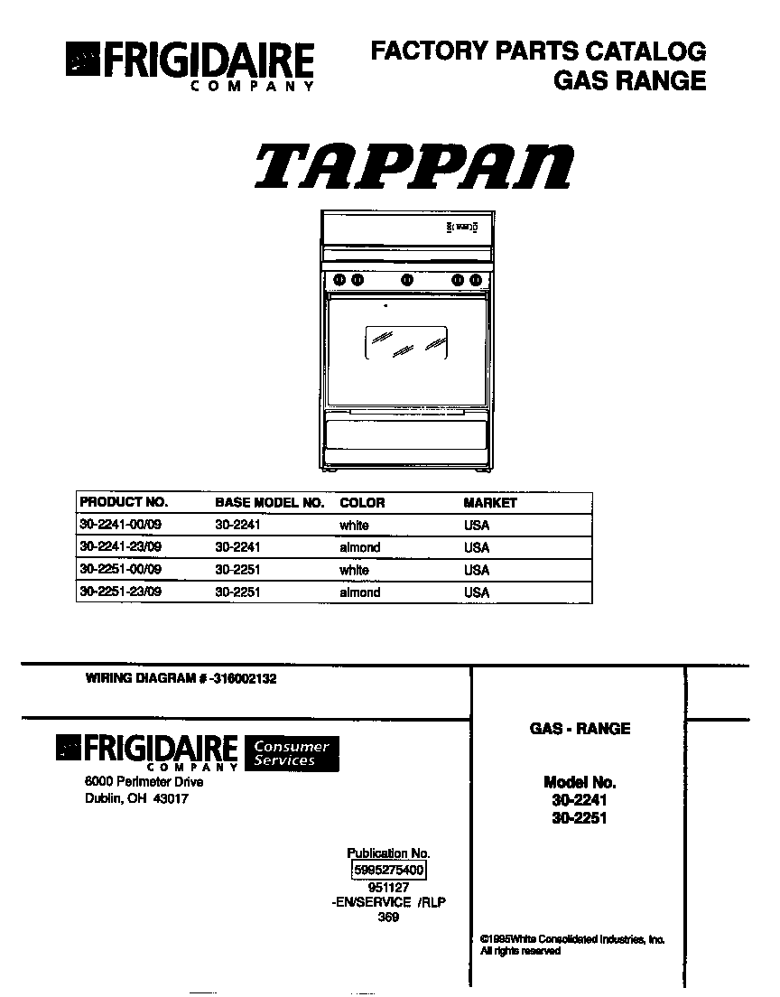 Tappan 30-2241-23-09 cover diagram