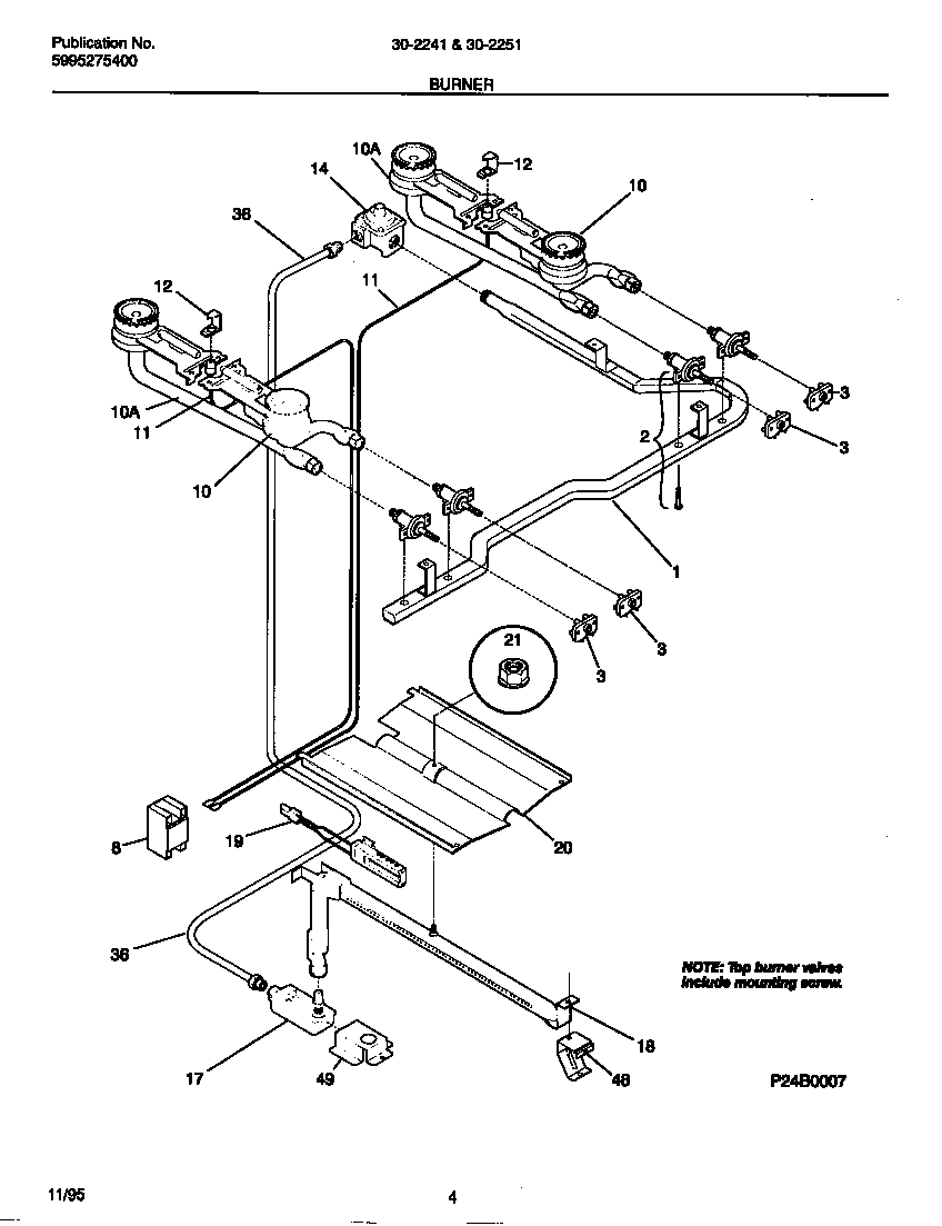 Tappan 30-2241-23-09 burner diagram