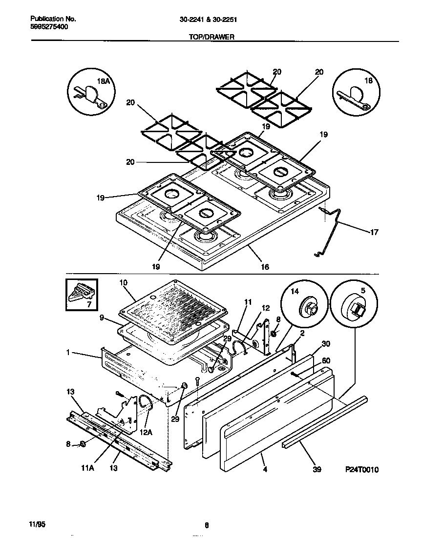 Tappan 30-2241-23-09 top/drawer diagram