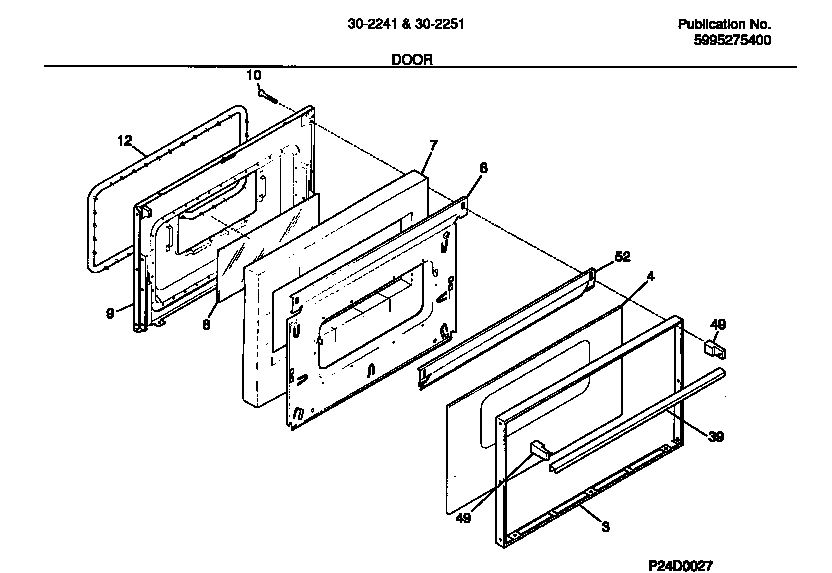 Tappan 30-2241-23-09 door diagram