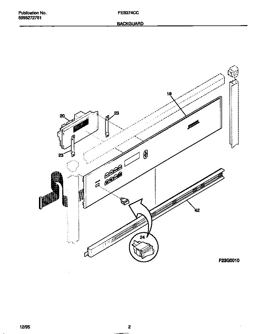 Frigidaire FEB374CCBA backguard diagram