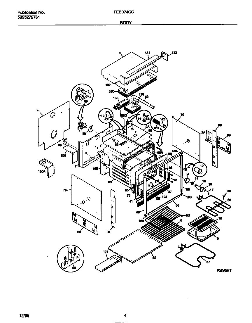 Frigidaire FEB374CCBA body diagram