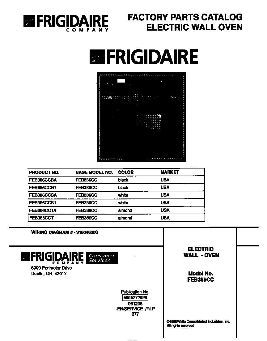 Frigidaire FEB386CCB1 cover diagram