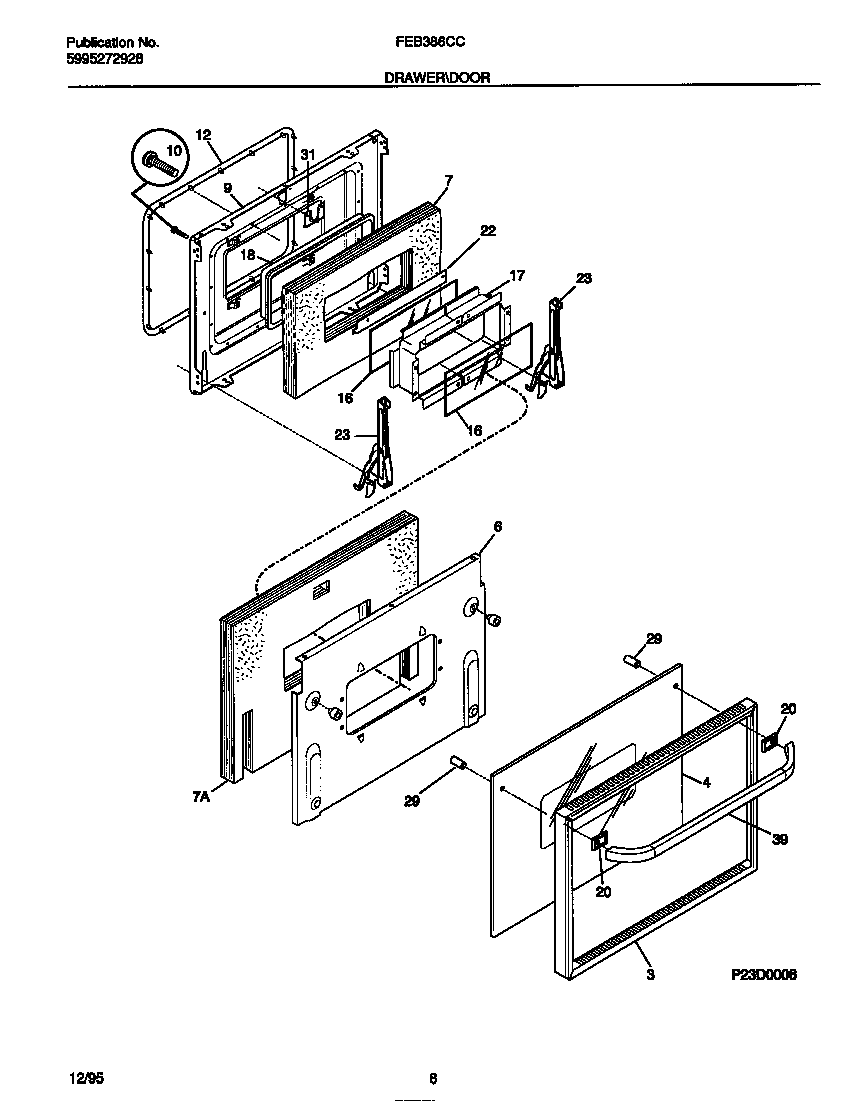 Frigidaire FEB386CCB1 drawer/door diagram