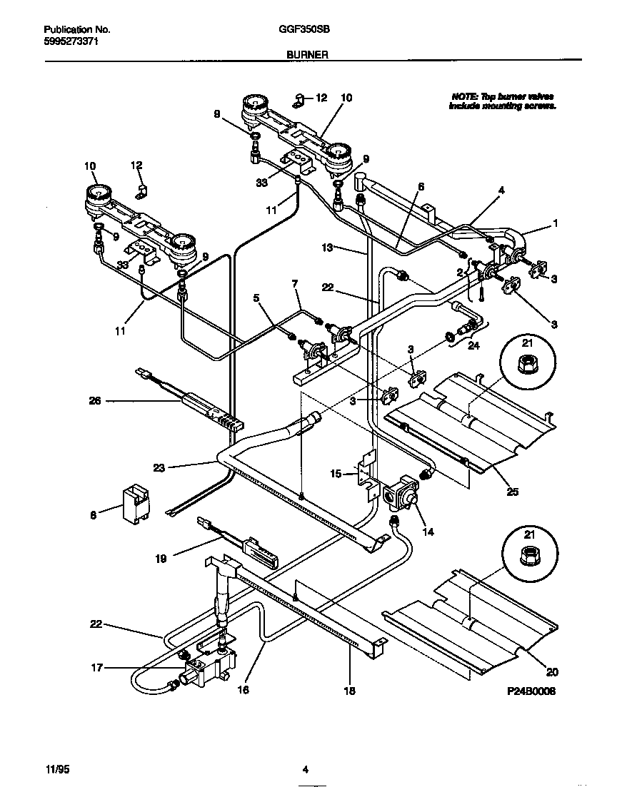 Gibson GGF350SBWB burner diagram