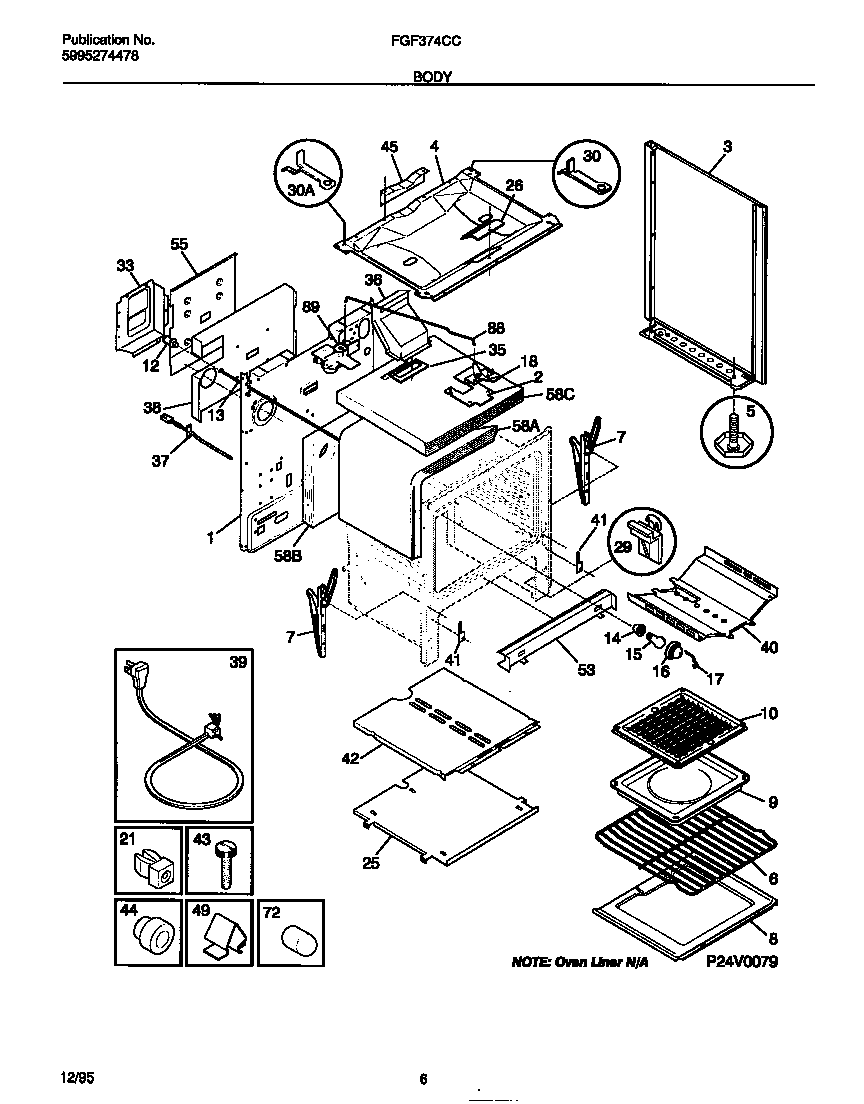 Frigidaire FGF374CCTB body diagram
