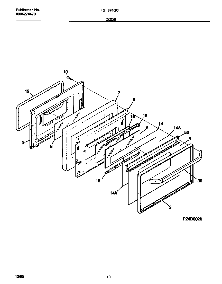 Frigidaire FGF374CCTB door diagram