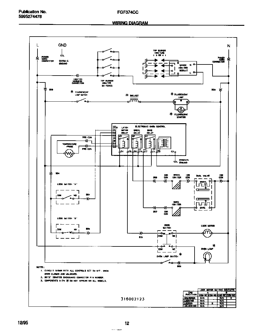 Frigidaire FGF374CCTB wiring diagram diagram