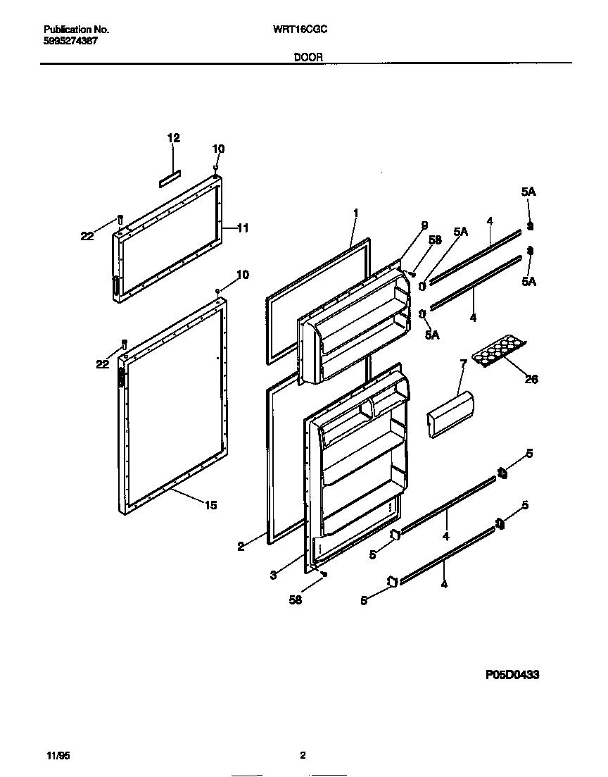 White-Westinghouse WRT16CGCW2 door diagram
