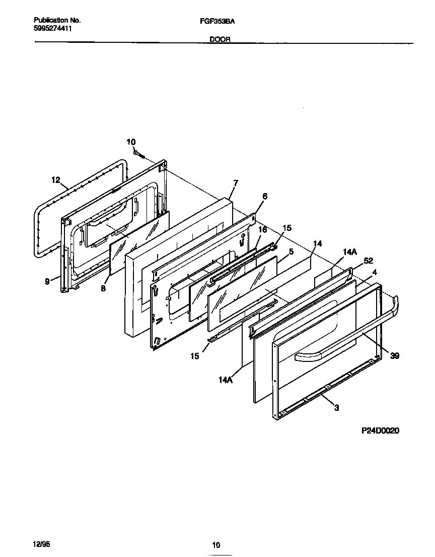 Frigidaire FGF353BAWB door diagram