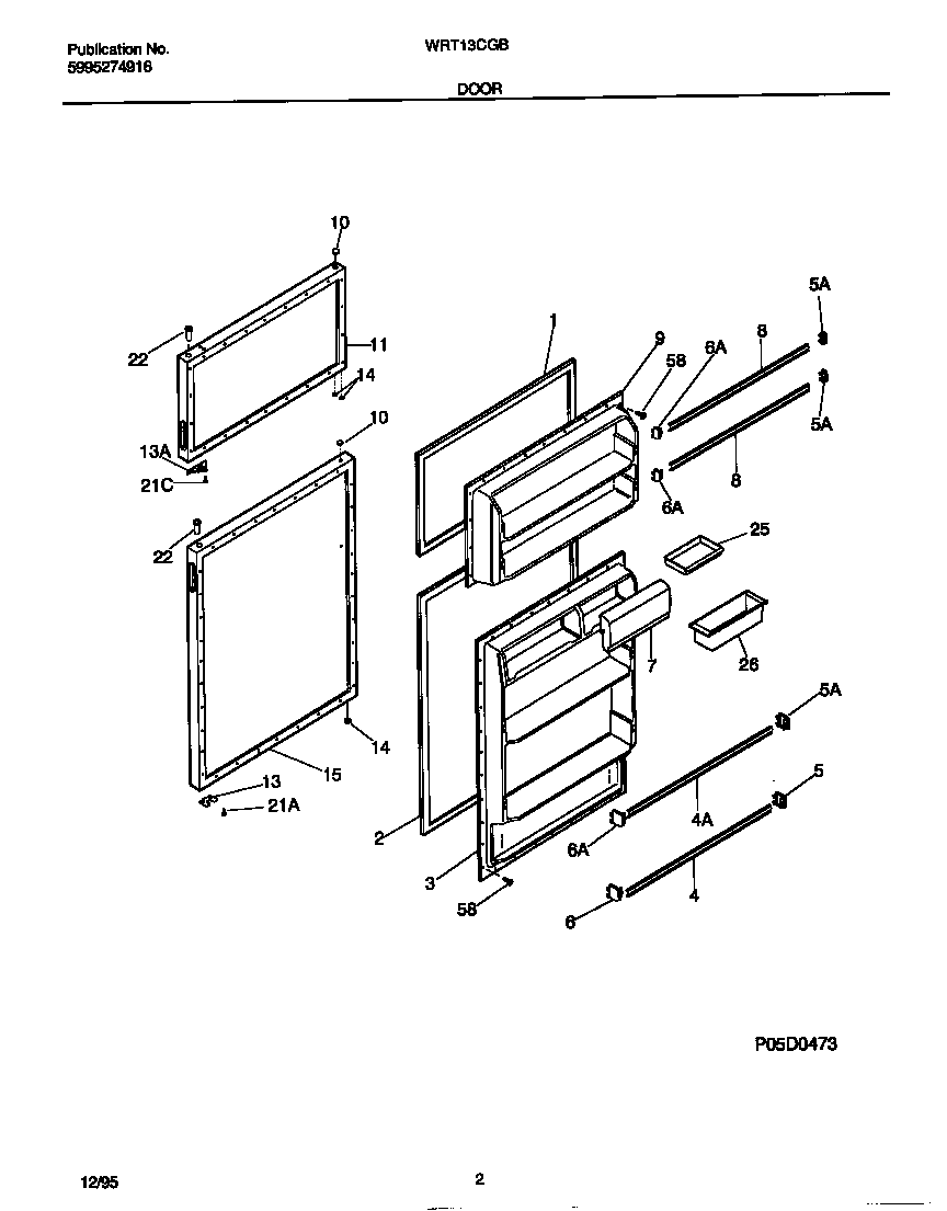 White-Westinghouse WRT13CGBD2 door diagram