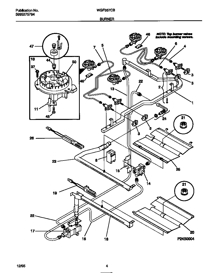 White-Westinghouse WGF357CBSB burner diagram