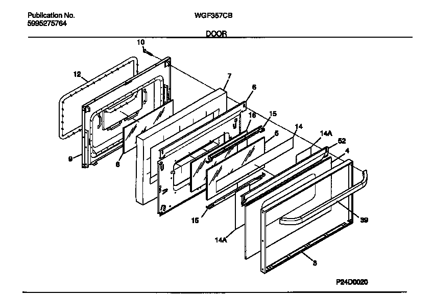 White-Westinghouse WGF357CBSB door diagram