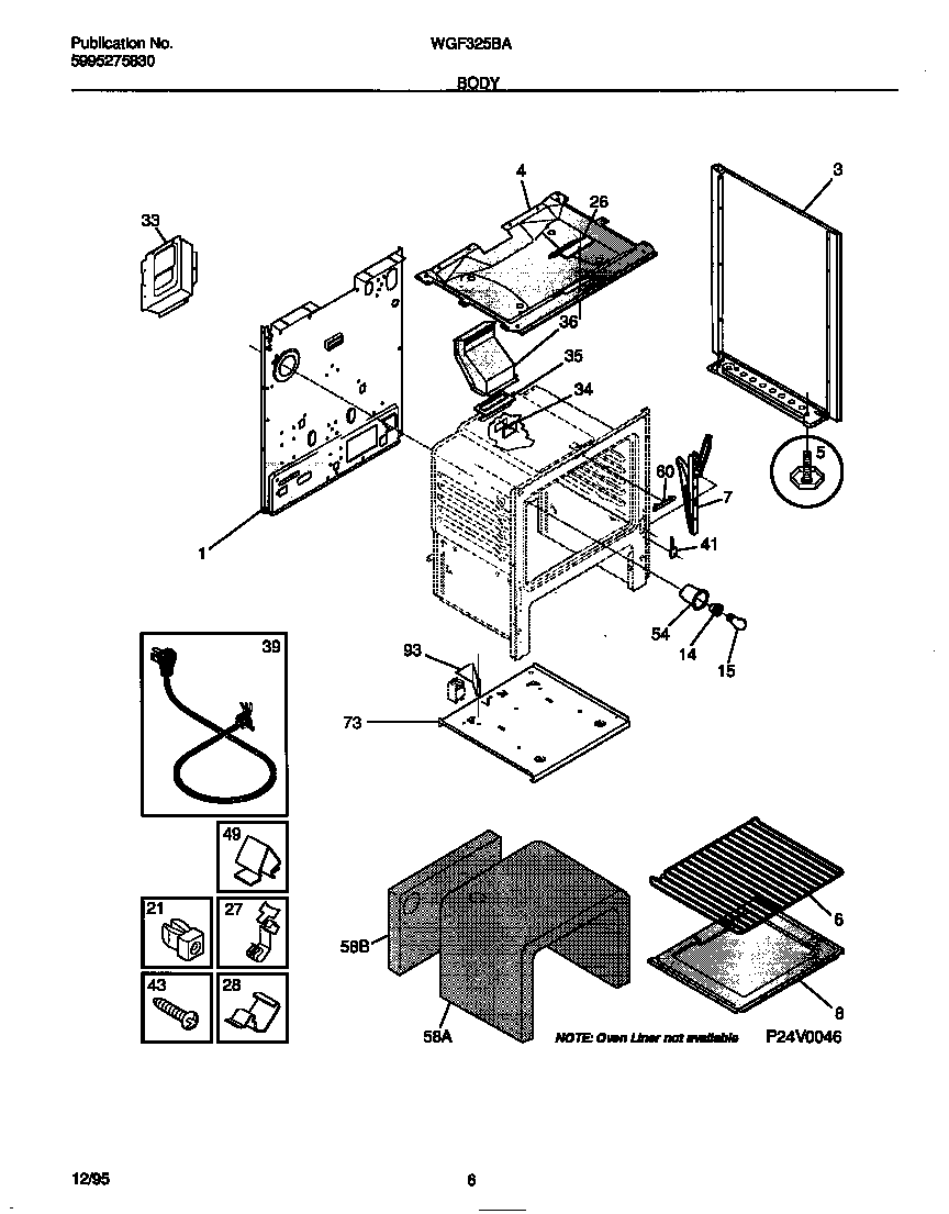 White-Westinghouse WGF325BAWC body diagram