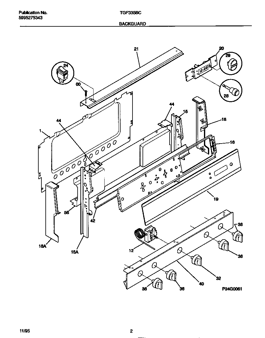 Tappan TGF335BCDB backguard diagram