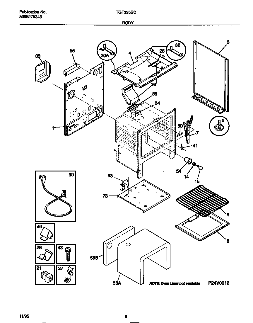 Tappan TGF335BCDB body diagram