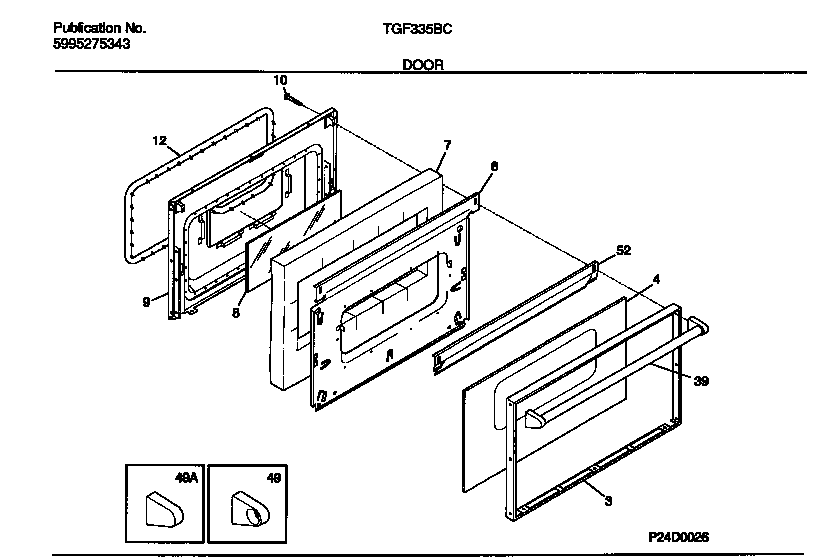 Tappan TGF335BCDB door diagram