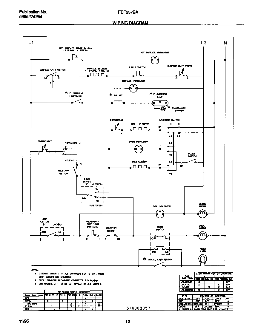 Frigidaire FEF357BAWE wiring diagram diagram