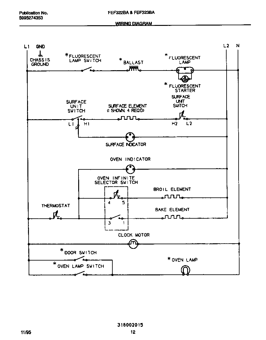 Frigidaire FEF323BAWD wiring diagram diagram